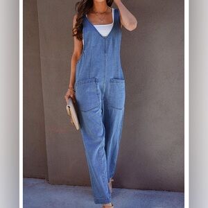 Denim Full Length Jumpsuit Overalls